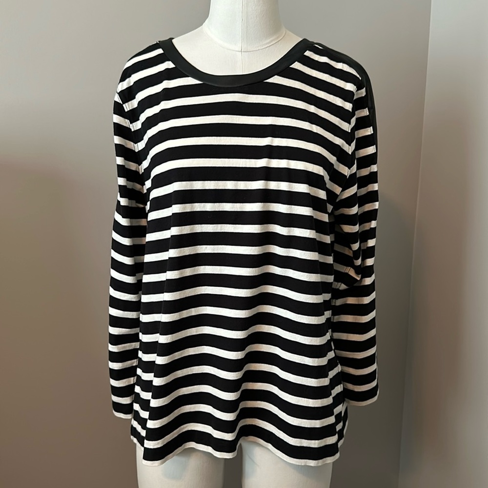 Jcrew stripe top , large , three quarter sleeve